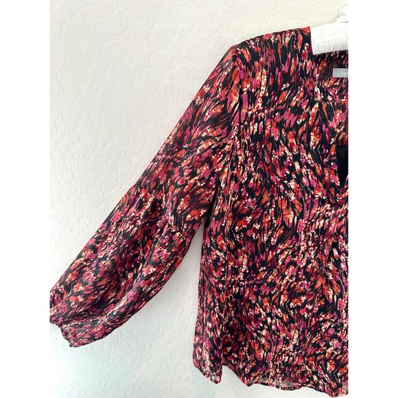 ANTHROPOLOGIE | Sarah Hann Feather Print Semi Sheer Metallic Peasant Blouse | XS - Picture 4 of 8